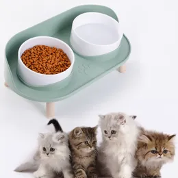 Cat Bowls Feeders Double Dog Pet Feeding Water Puppy Feeder Product Supplies Food And For Dogs 230210