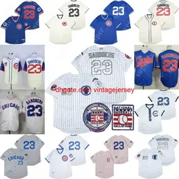 stitched NEW College Baseball Wears baseball 23 Ryne Sandberg Jersey Baseball Hall Of Fame Jerseys 1942 1969 1994 White Blue Gray