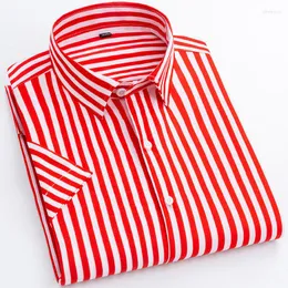 Men's Casual Shirts Summer Men's Short-sleeved Vertical Striped Shirt Korean Version Slim Trend Thinmiddle Youth Floral