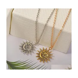 Pendant Necklaces Pretty Sun Necklace Long Sweater Chain Choker Moon Dh Drop Delivery Jewelry Pendants Dhzqt