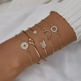 Очарование браслетов яда простые стрелки хрустальные браслеты для женщин для женщин из нержавеющей стали золотой компас браслет Bijoux BT200262