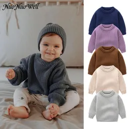 Pullover Baby Clothing Boys Dziewczęce Sweter Sweter Toddler Born Knitwear Miękki długi rękaw Topy 230209