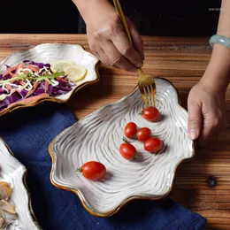 Placas de pratos de cerâmica tabela de mesa de mesa irguular para jantar de refeição prato de bife osso da porcentagem de restaurantes de jantar de cozinha de cozinha de cozinha