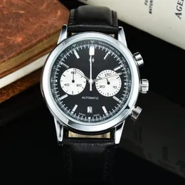 Mens Autom￡tico StopWatch Rel￳gios de couro Sapphire Famous Watch Montre de LuxE259J