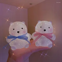Nachtleuchten LED Bären Plastik Kinder Licht Licht Mini -Cartoon Chargeable Ornament Nacht Lampe kreative Paar Geschenk Schlafzimmer Dekoration Beleuchtung