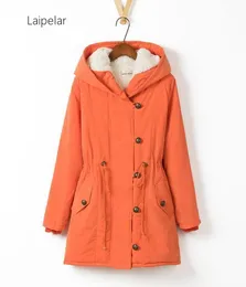 Women's Jackets Laipelar 2023 Size Fleece Women Winter Cotton Padded Female Long Style Hooded Cashmere Coat 4XL