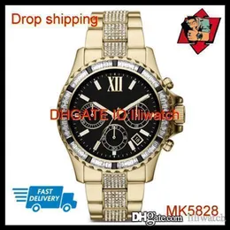 100 ٪ أصلي حركة اليابان إسقاط رائع Everest Gunmetal Diamond Glitz Watch MK5828 MK5829 MK58752244