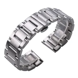 Solid 316L rostfritt stål Watchbands silver 18mm 20mm 22mm Metal Watch Band Rem handledsklockor armband CJ1912252489