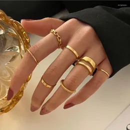 Cluster Ringe TOBILO Boho Retro Geometrie Knuckle Joint Set für Frauen Elegante Gold Farbe Kreuz Welle Hohl Finger Ring Charme schmuck
