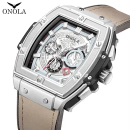 Onola Tonneau Square Automatyczne zegarek mechaniczny Man Luksusowa marka Unikalna nadgarstka Watch Fashion Casual Classic Designer Watch Male289o