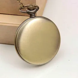 Pocket Watches Matte Bronze Color Blank Steampunk Quartz Watch Necklace Pendant Chain Gifts Warches