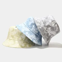 Berets Foldable Visor Panama Color Women's Bucket Hat Cotton Macaron Flat Sunscreen Outdoor Sun Protection Tie Dye Fisherman HatBerets