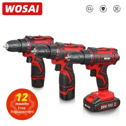 الحفر الكهربائي Wosai 12V 16V 20V الحفر اللاسلكي البراغي الكهربائي MINI سائق الطاقة اللاسلكي DC بطارية الليثيوم 38 بوصة 230210