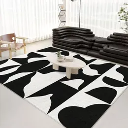 Curtain Simple El Fluffy Carpet Living Room Coffee Table Carpets High-grade Black And White Bedroom Bedside Rug Bathroom Non-slip Mat