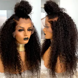 الباروكات الدانتيل الأسود 26 بوصة غريب الأطوار مجعد الجبهة الطبيعية للمرأة babyhair الاكتفاء الاكتلا