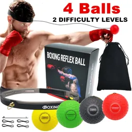 Punchingbälle, 4 Box-Reflexball-Set, 2 Schwierigkeitsstufen, mit Silikon-Stirnband für MMA, Schlaggeschwindigkeit, Kampf, Geschicklichkeit, Ballreaktion, Beweglichkeit, 230210