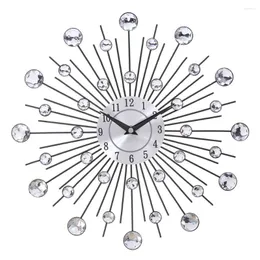 Zegary ścienne Horloge Murale 33 cm vintage metalowy kryształowy zegar Sunburst luksus 3D duży Morden Da Parete Decor Home