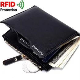 Rfid Blocco Furto Protec Porta carte di credito Protettore Portafoglio Portamonete Cerniera Breve Designer Rfid Portafoglio Affari Uomo Moda M261z