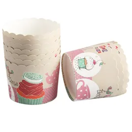 Stoviglie usa e getta 50 pezzi di grandi dimensioni Tea Time Cake Teiera Tazze Fiori Muffin Carta Involucri per cupcake Fodere per Matrimonio Compleanno Festa Fai da te Ba