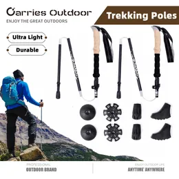 Trekking Scous Camping Gear Outdoor 2pcs Ultralight Trekking Trekking Sules Capible Nordic Climbing Stick Portable Telescopic Walking Stick 230210
