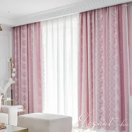 Curtain Home Nordic Cloth And Gauze Living Room Blackout Sunscreen Girly Style Bedroom Curtains Light Luxury Soundproof Drapes