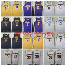 Men Basketball Dwight Howard Jersey 39 Russell Westbrook 0 Carmelo Anthony 7 Team Color Black Yellow White Purple Away Breathabl