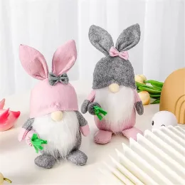 Świąteczne wielkanocne gnome pluszowe dekoracje króliczka ręcznie robione lalki prezenty dla dzieci wiosna elf dom domowy ozdoby do salonu dekoracje
