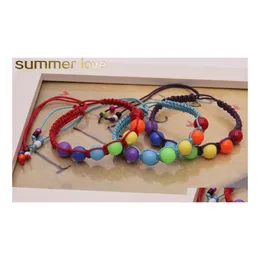 Link Chain Promotional Colorf Plastic Weave Beads Armband f￶r kvinnor barn handgjorda bohemisk stil AJUSTABLE ROPE POCHOTIAL DROP DEL DHPGO