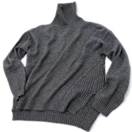Camisolas femininas Cashmere Wool Blend Twisted Knit Women Fashion Sweater largo de pulôver largo aberta Tartaruga de tartaruga irregular Long L-XL