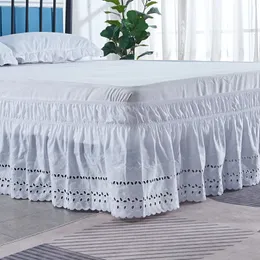 Юбка кровати абсолютно великолепная хорошо сделанная вышитая крафтовая рюша белая кровать юбка из морщин