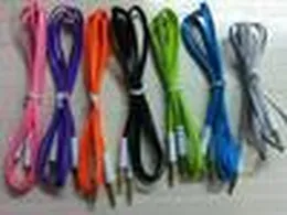 Colorful Male Stereo Plug Jack Audio Noodle Flat Extension Cable DHL Fast shipping 200pcslot