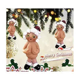 Другое мероприятие вечеринка поставляется 24 с рождественский рождественский смешной голый Санта -Клаус подвесной подвеска мужской женский дерево Год смолы Домашний декорати dhpaq