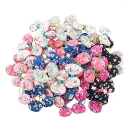 Dog Apparel 10/20pcs Floral Pattern Fabric Hair Bows With Rubber Bands For Long Medium Large Dogs