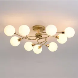 Lights Modern Glass Ball Ceiling Chandelier Gold Black for Living Room Bedroom Hall Pendant Lamp Home Decor Lighting Lusters Luminaires 0209