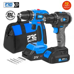 Electric Drill 20V21V Brushless Electric Drill 40NM45NM Cordless Driller Driver Screwdriver Liion Battery Electric Power Drill By PROSTORMER 230210