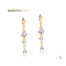 Dangle Chandelier Crystal Cubic Zirconia Rhinestone 클러스터 여성을위한 Floral Leaf Earrings CZ 신부 신부 들러리 웨딩 우아한 Bri DHKBN