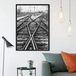 Obrazy torby kolejowe nadruki kolejowe Pociąg Po czarno -białe plakaty na płótnie malowanie ścienne zdjęcia