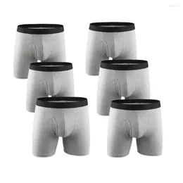 Underpants 6 Pack Mens Boxer Briefs Good Performance Long Man Front with Pouch Cotton Underwear Men