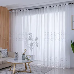カーテン刺繍窓のスクリーンベッドルームリビングルームバルコニーベイカーテンソリッドホワイトチュールモダンオーガンザの家の装飾