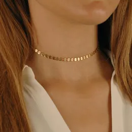 Guldfärg rostfritt stål choker halsband kvinnor estetiska halsband för kvinnor bästa vän smycken