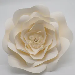 Flores decorativas 1 peça Ivory 40cm Flor de papel gigante de papel para cenários de casamento janelas exibem decorações de quarto infantil