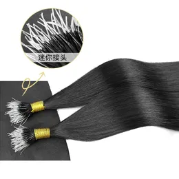 Straight Nano Ring Human Hair Extension 100pcs Brazilian Human Remy Hair Extensions Microlink Capsule Keratin Bonded Fusion Hair ALI MAGIC Factory Outlet