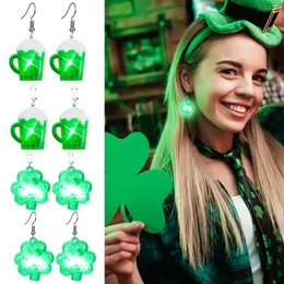 Dangle Earrings Luminous LED Green Plastic Women Irish Flashing Drop Jewellery Costume Costume Accessory for Stの