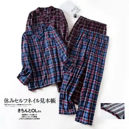 Herren-Nachtwäsche 7XL arge Plus Size Herren Herbst und Winter Plaid Design langärmelige Hosen Anzüge Flanell Home Kleidung Männer Pyjamas Set 230209