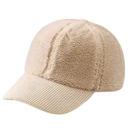 Boll Caps Women's Warm Poly Fleece Hats Baseball Cap Plain Justerbar corduroy cap för damer Beige White Brown G230209