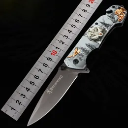 Cuchillo plegable táctico con patrón 3D Browning, cuchillo multifuncional para acampar al aire libre, pesca, caza, supervivencia, herramienta EDC de bolsillo