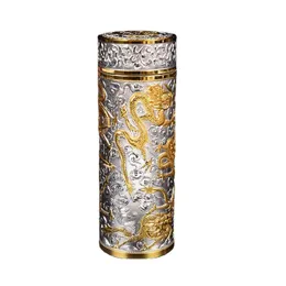 Tumblers Nine Dragons Sculpture Warm Cup Gift Traditionell totem Personlighet Silver Box Golden Dragon and Phoenix Retro Classic 230210