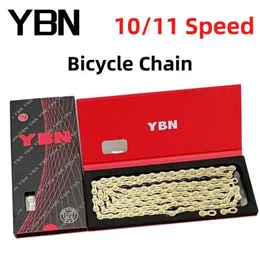 Kedjor YBN 10/11 Speed ​​Bicycle Chain 116L MTB Road Bike Compatible Forshimamo för Campagnolo Gold Half Hollow Cycling Parts 0210