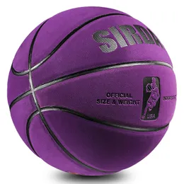 Bollar Mjuk mikrofiberbasketboll storlek 7 Slitbeständig Anti-halk Vattentät utomhus inomhus Professionell basketboll Lila 230210