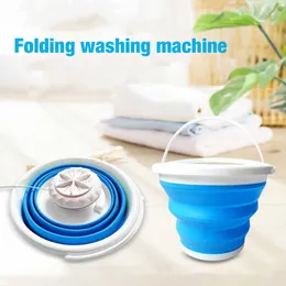 2 in 1 Mini Washing Machine Portable Wash Machine Ultrasonic Folding Bucket Washer with USB Cable Convenient Clean for Travel